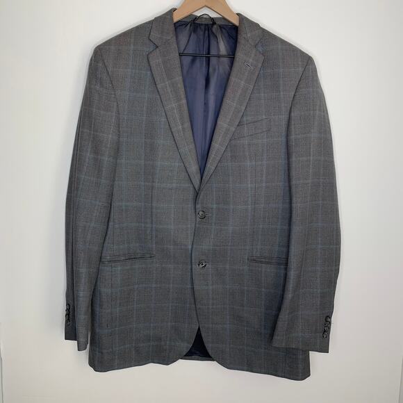 Barneys New York Other - Barneys New York Loro Piana Plaid Grey Blue Wool Mens Blazer Size 40